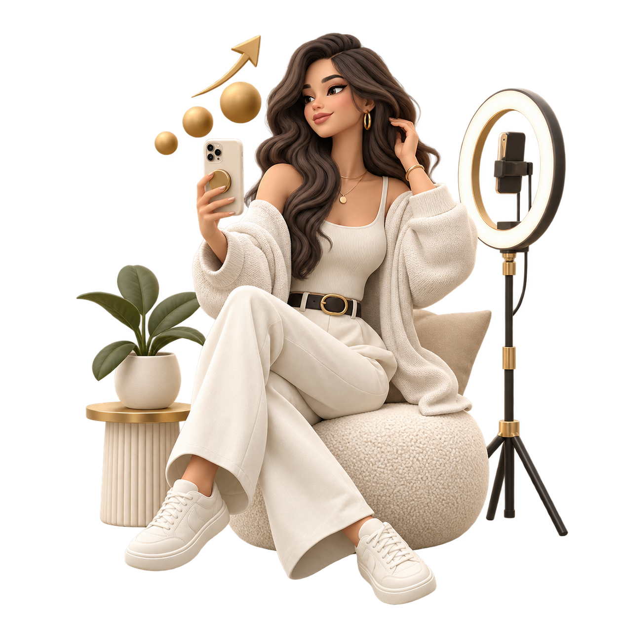Creator recording a video with a ring light