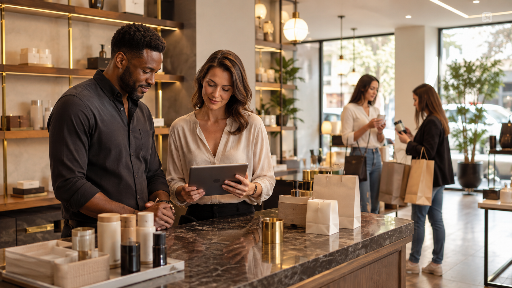 Customers browsing in a retail store