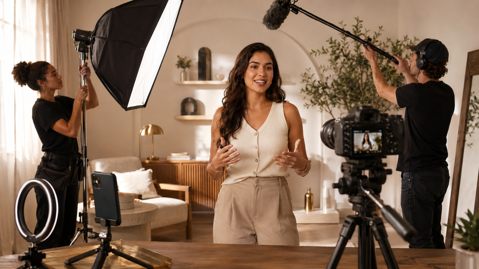 Creator filming content in a home studio